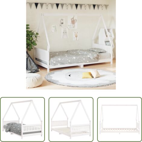 Letto per bambini -  Giroletto per Bambini Bianco 90x190cm in Legno Massello di Pino
