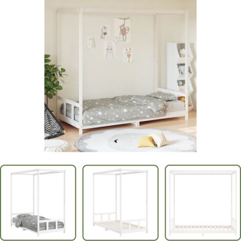 Letto per bambini -  Giroletto per Bambini Bianco 90x190cm in Legno Massello di Pino