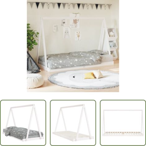 Letto per bambini -  Giroletto per Bambini Bianco 90x200cm in Legno Massello di Pino