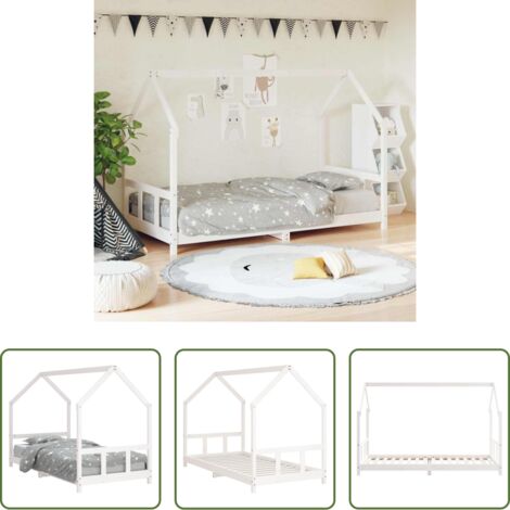 Letto per bambini -  Giroletto per Bambini Bianco 90x200cm in Legno Massello di Pino
