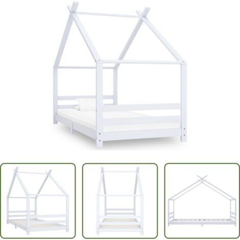 Letto per bambini -  Giroletto per Bambini Bianco in Massello di Pino 90x200 cm
