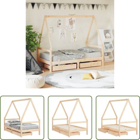 Letto per bambini - Giroletto per Bambini con Cassetti 80x160cm Legno Massello Pino