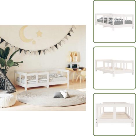 Letto per bambini in legno - vidaXL Giroletto per Bambini Bianco 70x140cm in Legno Massello di Pino - Letto per bambini con testiera