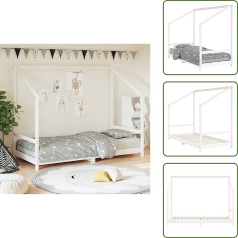 Letto per bambini in legno - vidaXL Giroletto per Bambini Bianco 90x200cm in Legno Massello di Pino - Giroletto in legno