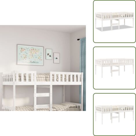 Letto per bambini in legno - vidaXL Letto per Bambini senza Materasso Bianco 90x190cm Massello Pino -