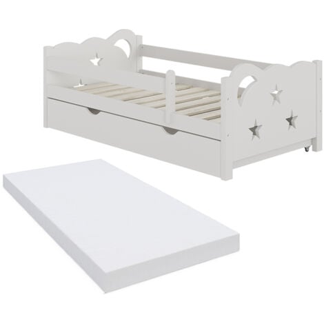 LIVINITY Letto per bambini Jessica, Bianco, 70x140 cm con cassetto e materasso, Vitalispa