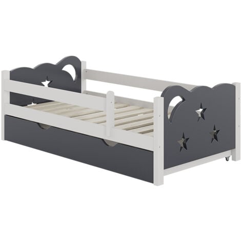 LIVINITY Letto per bambini Jessica, Grigio, 70x140 cm con cassetto, senza materasso, Vitalispa