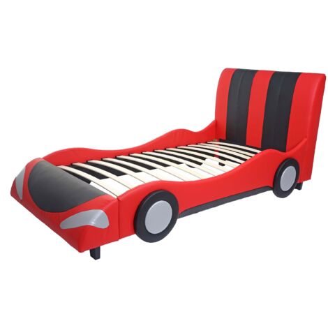 Letto per bambini rete a doghe in legno sintetico 190x100 cm nero rosso 040003618