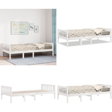 Letto per Bambini senza Materasso Bianco 90x200cm Massello Pino - Letto in legno - Letto con doghe