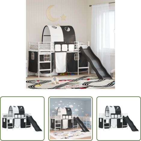 Letto per bambini -  Struttura del letto loft per bambini Bianco e Nero 75 x 190 cm