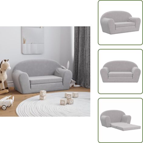 Letto per bambini - vidaXL Divano Letto Bambini a 2 Posti Grigio Chiaro in Morbido Peluche - Divano bambini