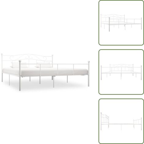 Letto per camera da letto - vidaXL Giroletto Bianco in Metallo 180x200 cm - Letto con rete a doghe