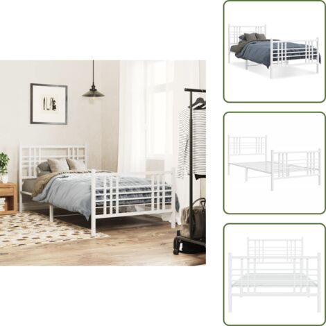 Letto per camera da letto - vidaXL Giroletto con Testiera e Pediera Metallo Bianco 90x200 cm -
