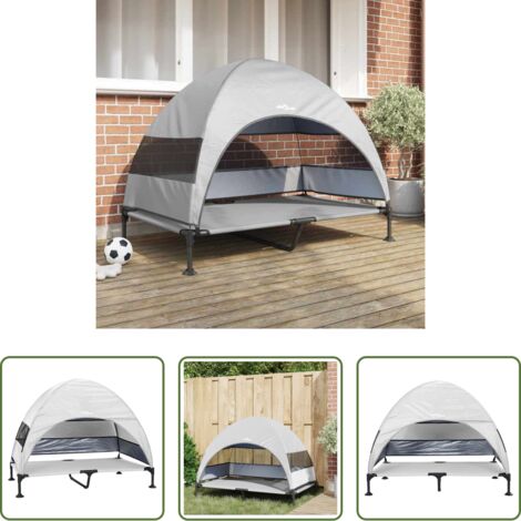 Letto per cani esterno -  Letto per Cani Elevato Grigio Argento 127 x 81 x 108 cm