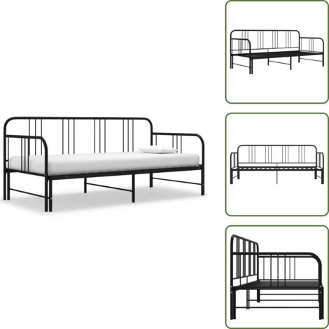 Letto per due persone - vidaXL Telaio Divano Letto Estraibile Nero in Metallo 90x200 cm - Struttura in metallo