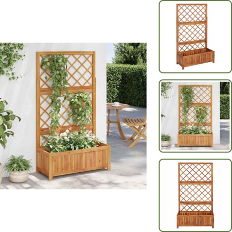 Letto per fiori - vidaXL Letto Rialzato con Graticcio 85x38x150 cm in Massello di Acacia - Piante rampicanti