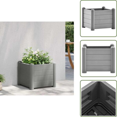 Letto per fiori - vidaXL Letto Rialzato da Giardino in PP Grigio Pietra 43x43x35 cm - Letto per ortaggi