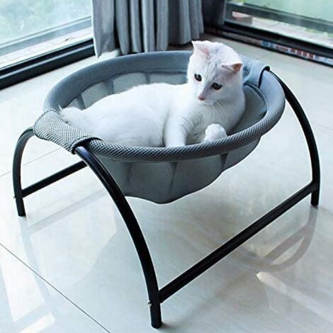 Letto per gatti, Lettino ad amaca per gattini, Amaca per animali, struttura stabile, staccabile eccellente traspirabilità, facile da montare per interni e esterni, Grigio