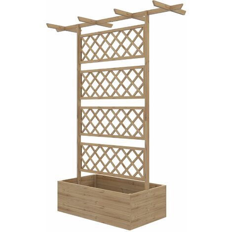 Letto per Orto con Traliccio e Pergola 160x55x183 cm in Legno Naturale