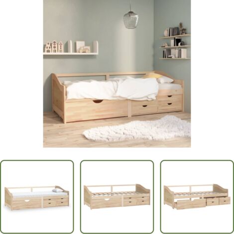 Letto per ospiti -  Divano Letto 3 Posti con Cassetti in Pino Massello 90x200cm