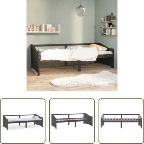 Letto per ospiti -  Divano Letto a 3 Posti Grigio Legno Massello di Pino 90x200cm