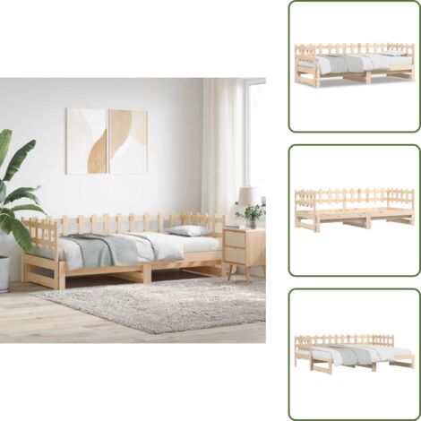 Letto per ospiti - vidaXL Dormeuse Estraibile 2x(90x200) cm Legno Massello di Pino - Divano in legno