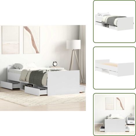 Letto per ospiti - vidaXL Giroletto con Testiera e Pediera Bianco 100x200 cm - Letto con doghe