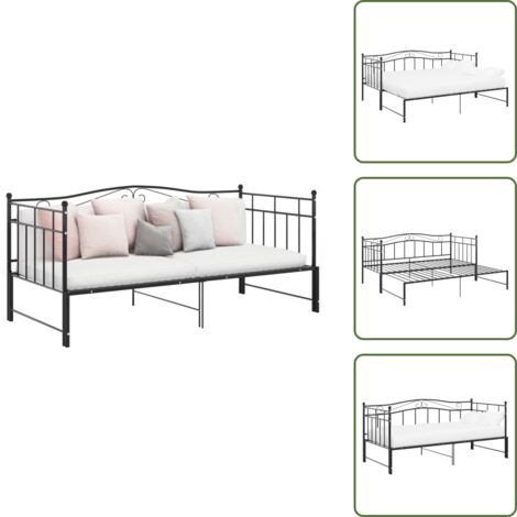 Letto per ospiti - vidaXL Telaio Divano Letto Estraibile Nero in Metallo 90x200 cm - Letto in metallo