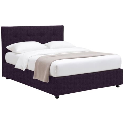 Letto Piazza e Mezza Bolton, Sfoderabile, Contenitore Made in Italy, Viola