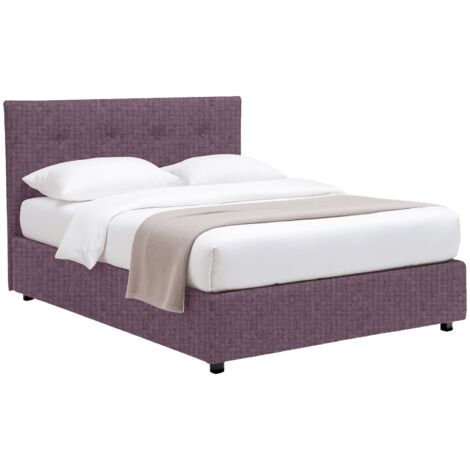 Letto Piazza e Mezza Bolton, Sfoderabile, Contenitore Made in Italy, Viola Lilla