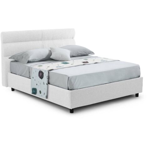 Letto Piazza e Mezza Brinzio, Materasso Incluso, Sfoderabile Made in Italy, Bianco