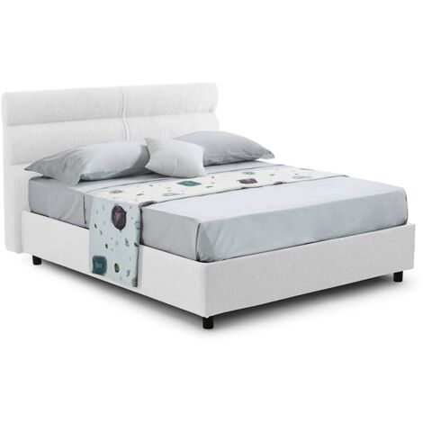 Letto Piazza e Mezza Briona, Sfoderabile, Contenitore Made in Italy, Bianco
