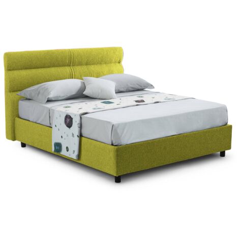 Letto Piazza e Mezza Briona, Sfoderabile, Contenitore Made in Italy, Verde