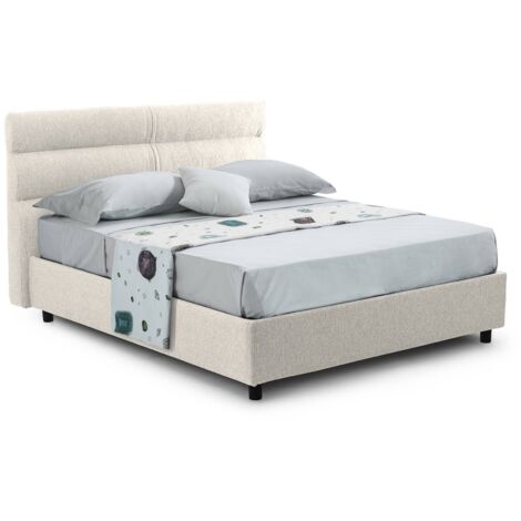 Letto Piazza e Mezza Briosco, Materasso Incluso, Sfoderabile Made in Italy, Beige
