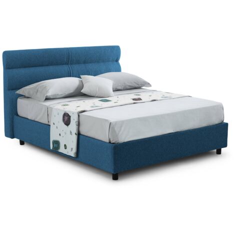 Letto Piazza e Mezza Briosco, Materasso Incluso, Sfoderabile Made in Italy, blu