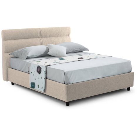 Letto Piazza e Mezza Brivio, Sfoderabile, Contenitore Made in Italy, Grigio Tortora