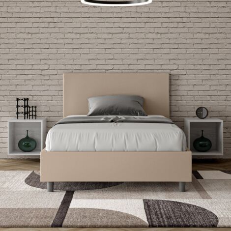 Letto piazza e mezza contenitore 120x190 francese similpelle Adele P - Beige
