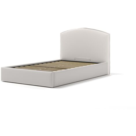 letto piazza e mezza contenitore "moon" in ecopelle bianco 120x190 cm