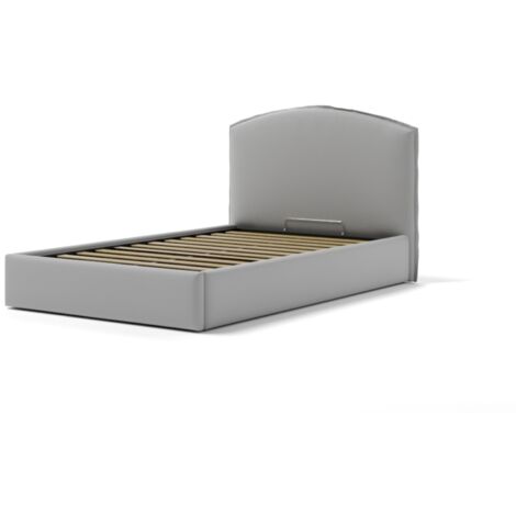 letto piazza e mezza contenitore "moon" in ecopelle grigio 120x190 cm