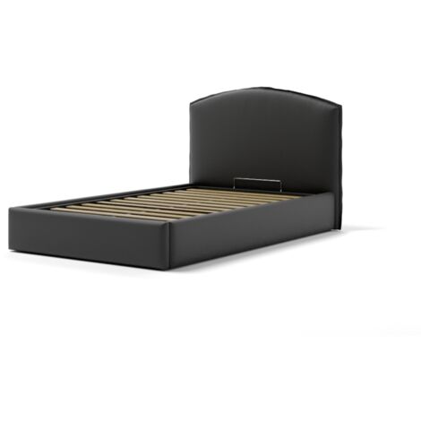 letto piazza e mezza contenitore "moon" in ecopelle nero 120x190 cm