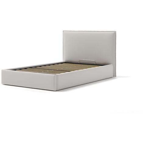 letto piazza e mezza contenitore "zoom" in ecopelle bianco 120x190 cm