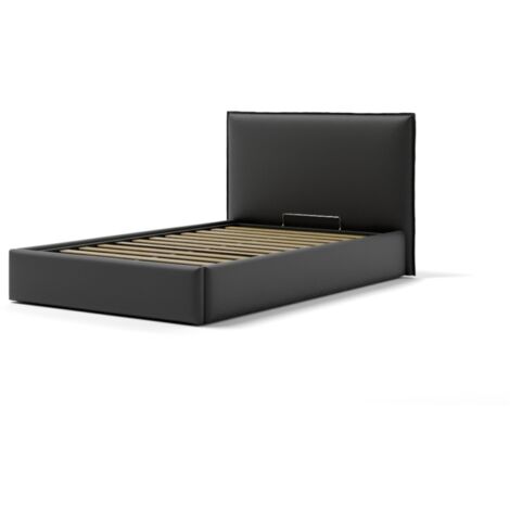 letto piazza e mezza contenitore "zoom" in ecopelle nero 120x190 cm