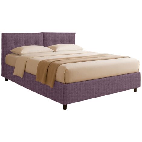 Letto Piazza e Mezza Leeds, Sfoderabile, Contenitore Made in Italy, Viola Lilla