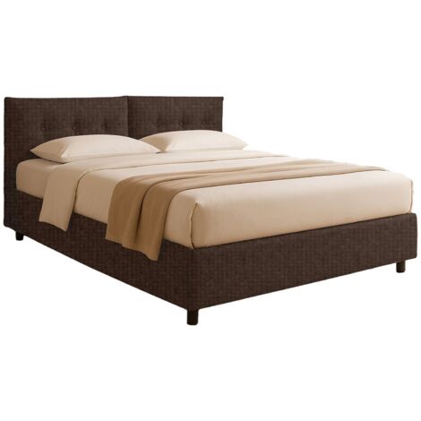 Letto Piazza e Mezza Leeds, Sfoderabile, Made in Italy, Marrone