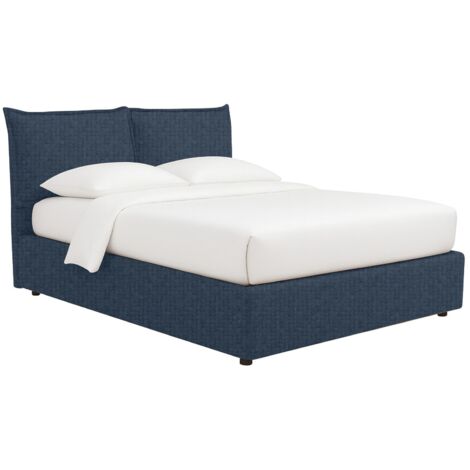 Letto Piazza e Mezza Malton, Sfoderabile, Contenitore Made in Italy, blu