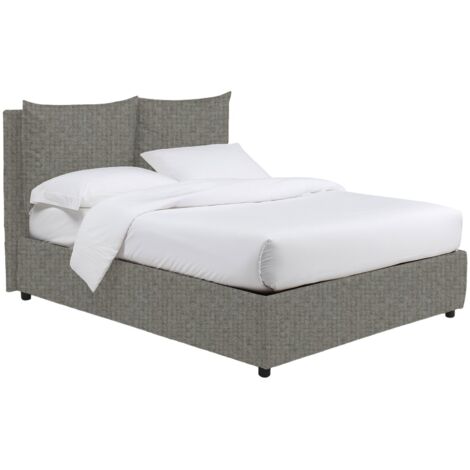 Letto Piazza e Mezza Newton, Sfoderabile, Contenitore Made in Italy, Grigio Cenere