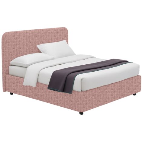 Letto Piazza e Mezza Poole, Sfoderabile, Contenitore Made in Italy, Rosa