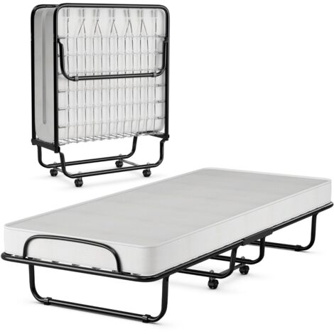Letto pieghevole a scomparsa con materasso in Memory Foam struttura a U 4 ruote universali, Letto portatile