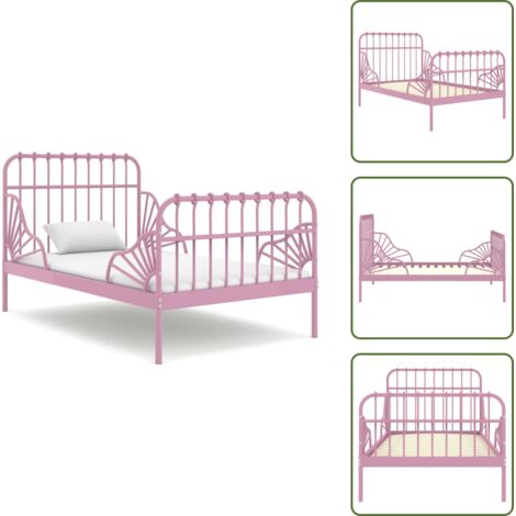Letto regolabile - vidaXL Giroletto Estendibile Rosa in Metallo 80x130/200 cm - Letto con doghe