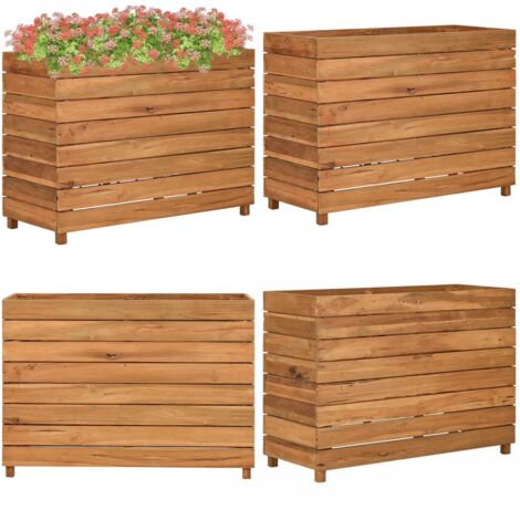 Letto Rialzato 100x40x72 cm Legno di Teak di Recupero e Acciaio - Fioriera rialzata - Fioriera in acciaio